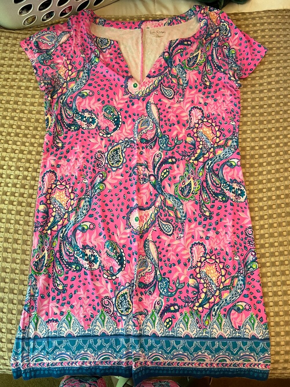 Lilly Pulitzer Pink Peacock Paisley Dress Size XL